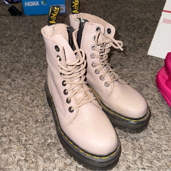 Martens Cream Lace Up Boots